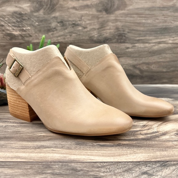 NIB Korks Kork Ease Rayleigh Slingback Block Heel Clogs Mules Cream Leather - Picture 6 of 16
